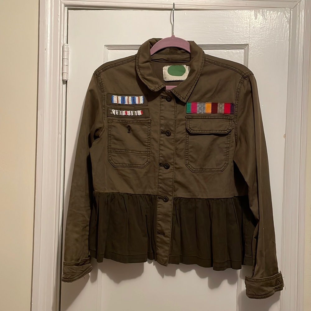 Anthropologie Jacket with Beadwork, Ruffle